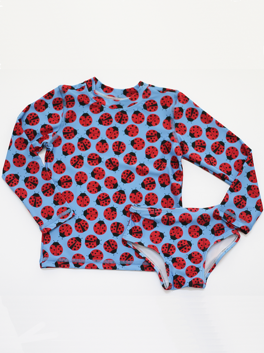 Ladybugs Rashguard and Bikini Bottom Set