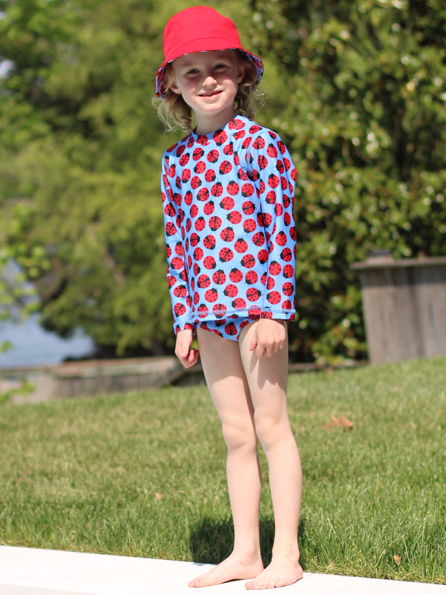 Ladybugs Rashguard and Bikini Bottom Set