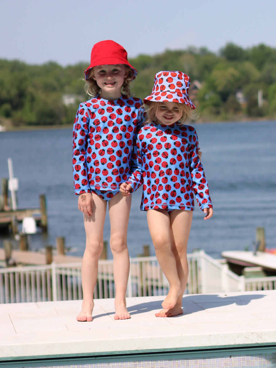 Ladybugs Rashguard and Bikini Bottom Set