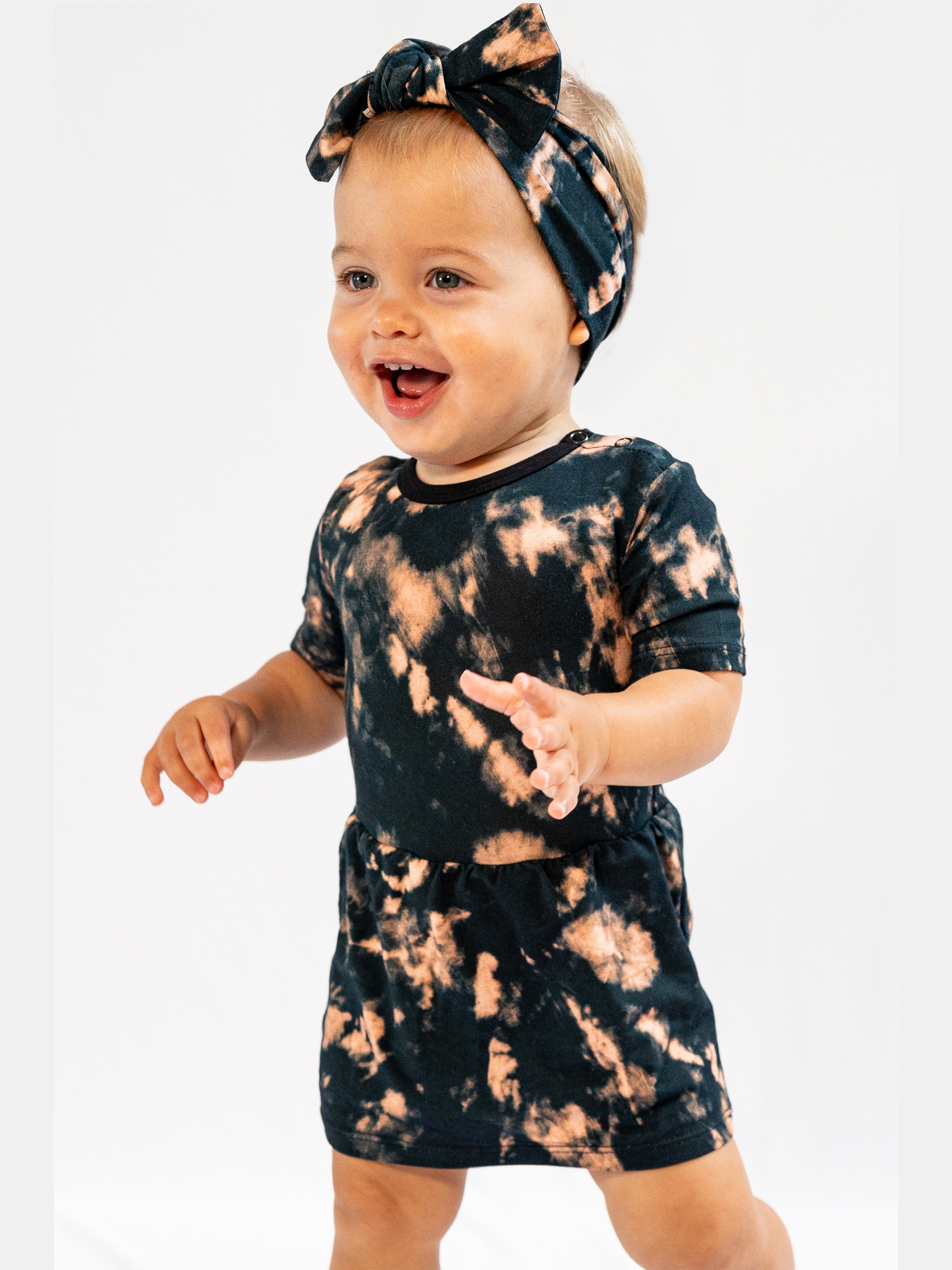 Black Tie-Dye Baby Ballerina Dress